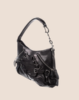 CHRISTIAN DOR BLACK LEATHER CORSET BAG