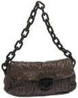 PRD Chain Shoulder Bag Leather Gunmetal Auth hk