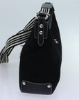 BBERRY Blue Label Shoulder Bag Canvas Black Auth hk
