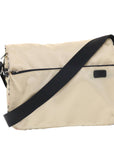 BBERRY Blue Label Shoulder Bag Nylon Beige Black Auth hk