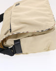 BBERRY Blue Label Shoulder Bag Nylon Beige Black Auth hk