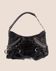 CHRISTIAN DOR BLACK LEATHER CORSET BAG