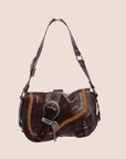 CHRISTIAN DOR BROWN LEATHER LARGE GAUCHO BAG