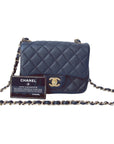 CHNL Quilted Mini Square Flap Black Caviar Gold Hardware 17B