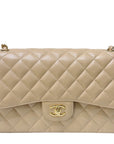 CHNL Jumbo Classic Flap Bag Beige Ghw