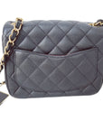 CHNL Quilted Mini Square Flap Black Caviar Gold Hardware 17B