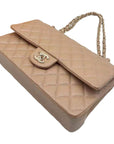 CHNL 18S Iridescent Dark Beige Caviar Rectangular Mini Flap Bag Brushed Gold Hardware