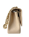 CHNL Jumbo Double Flap Beige Caviar Gold Hardware