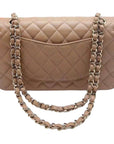 CHNL 18S Iridescent Dark Beige Caviar Rectangular Mini Flap Bag Brushed Gold Hardware