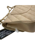 CHNL Classic M/L Medium Flap Quilted Beige Caviar Gold Hardware