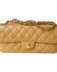 CHNL Quilted East West Flap Dark Beige Caviar Gold Hardware