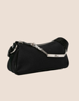 CHRISTIAN DOR RHINESTONE EMBELLISHED BLACK CANVAS HARDCORE CROSSBODY BAG