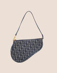 CHRISTIAN DOR BLUE OBLIQUE CANVAS SADDLE BAG