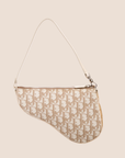 CHRISTIAN DOR BEIGE EMBROIDERED FLOWERS SADDLE BAG