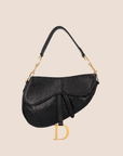 CHRISTIAN DOR BLACK OSTRICH SADDLE BAG