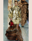 CHRISTIAN DOR LEOPARD PRINT VELVET GAMBLER DICE BAG