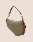 CHRISTIAN DOR KHAKI & BROWN SADDLE BAG
