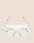 CHRISTIAN DOR WHITE LEATHER BONDAGE CLUTCH