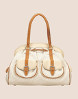 CHRISTIAN DOR BICOLOR DORISSIMO CANVAS SATCHEL BAG