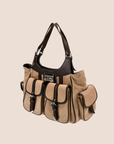 CHRISTIAN DOR BROWN SUEDE STREET CHIC MULTIPOCKET SHOULDER BAG