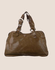 CHRISTIAN DOR KHAKI LEATHER DOUBLE GAUCHO BAG