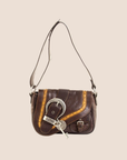 CHRISTIAN DOR BROWN LEATHER MINI GAUCHO BAG