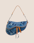CHRISTIAN DOR DENIM EMBROIDERED SADDLE BAG