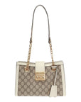 (WMNS) GCCI Padlock Metallic Logo Canvas Chain handbag Small / White -KHNKG-