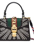 (WMNS) GCCI Sylvie Gold Buckle Stripe Webbing Mini Black Handbag -AAQG-