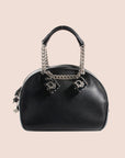 CHRISTIAN DOR BLACK LEATHER GAMBLER DICE BOWLER BAG