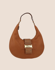 CHRISTIAN DOR BROWN LEATHER STREET CHIC HALF MOON HOBO BAG