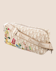 CHRISTIAN DOR DORISSIMO BEIGE FLORAL EMBROIDERED CROSSBODY BAG