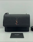 Saint Laurent YSL Sunset Black Leather Crossbody Bag