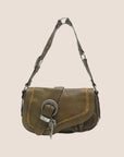 CHRISTIAN DOR KHAKI LEATHER GAUCHO BAG