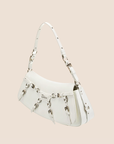 CHRISTIAN DOR WHITE LEATHER BONDAGE CLUTCH