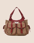 CHRISTIAN DOR BURGUNDY MULTIPOCKET DORISSIMO SHOULDER BAG