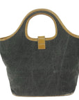 BBERRY Blue Label Hand Bag Canvas Gray Auth ti
