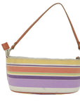 BBERRY Blue Label Shoulder Bag Canvas Multicolor Auth ti