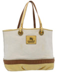BBERRY Blue Label Tote Bag Canvas Beige Auth ti