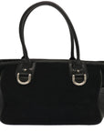 BBERRY Blue Label Hand Bag Wool Black Auth ti