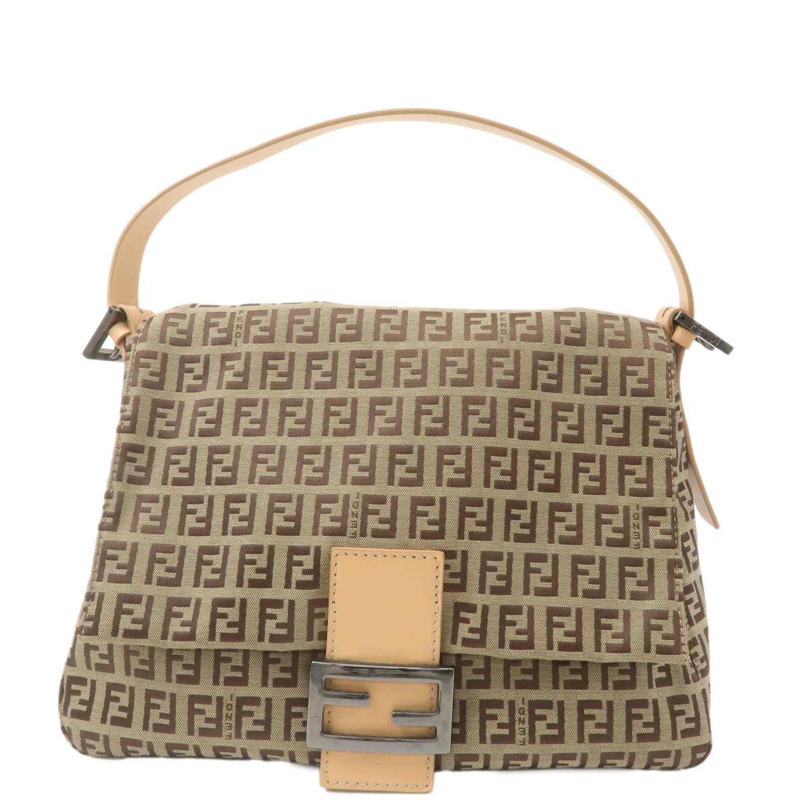 FNDI Mamma Baguette Zucchino Leather Shoulder Bag Beige 8BR001