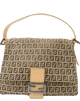 FNDI Mamma Baguette Zucchino Leather Shoulder Bag Beige 8BR001