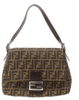 FNDI Mamma Baguette Zucca Canvas Leather Bag Brown Black 26325