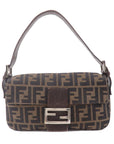 FNDI Mamma Baguette Zucca Canvas Leather Bag Brown 26424