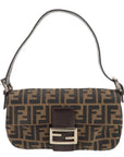 FNDI Mamma Baguette Canvas Shoulder Bag Brown Black 26424