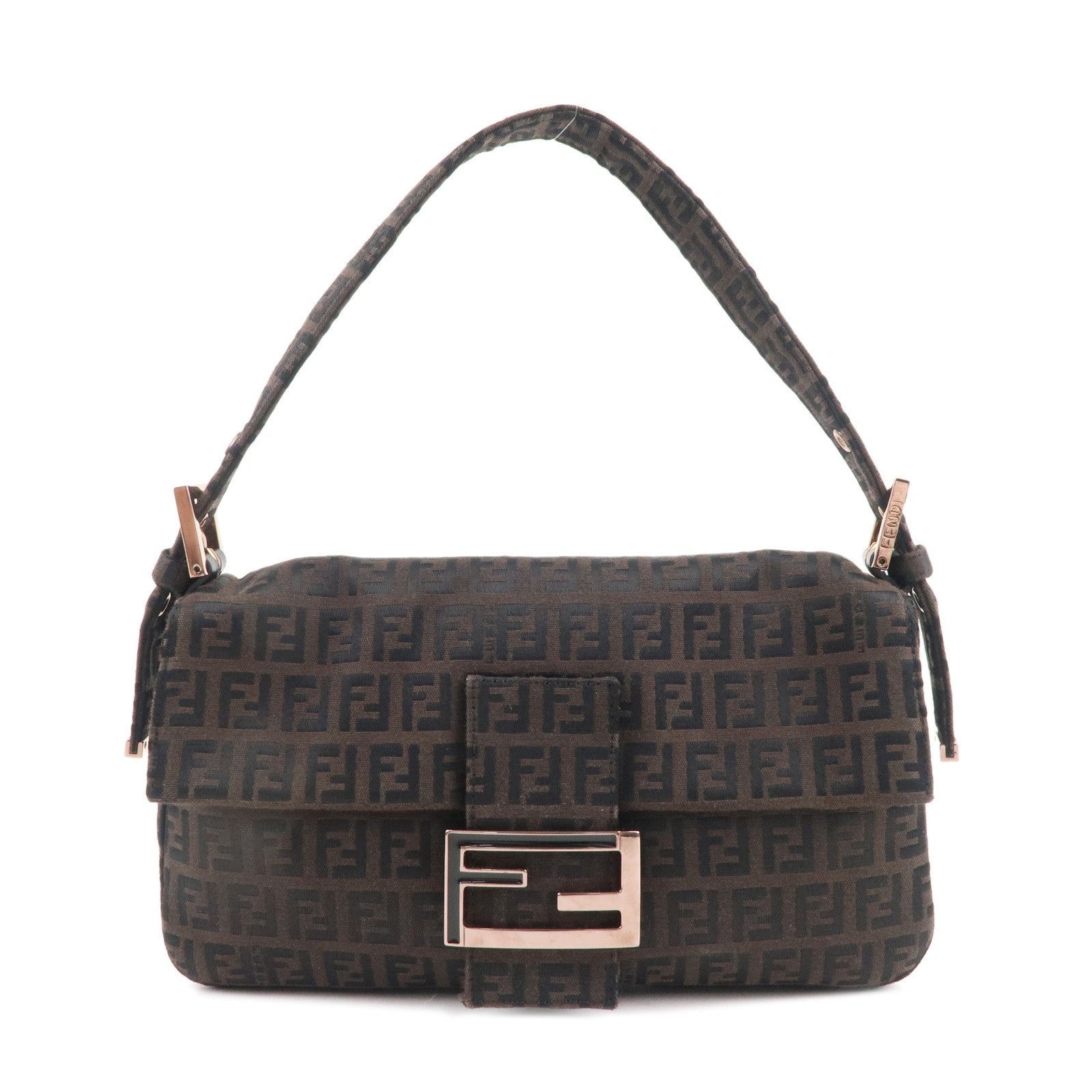 FNDI Mamma Baguette Zucchino Canvas Leather Bag 8BR000