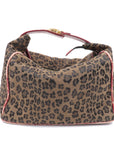 FNDI Canvas Leather Leopard Vanity Bag Brown Red 26348