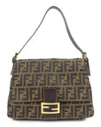 FNDI Mamma Baguette Zucca Canvas Leather Shoulder Bag 26325