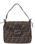 FNDI Mamma Baguette Zucca Canvas Leather Shoulder Bag 8BR004