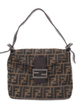 FNDI Mamma Baguette Zucca Canvas Leather Shoulder Bag 8BR004